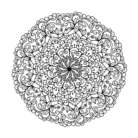 Outline Mandala for coloring book. Decorative round ornaments. Unusual flower shape. Oriental anti-stress therapy patterns. Yoga logo desinn Vector.のイラスト素材