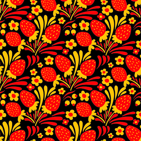 Traditional Russian Hohloma style seamless pattern.のイラスト素材
