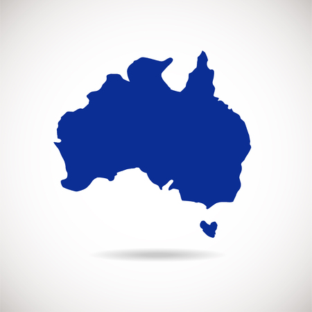 Australia map blue color with shadow isolated on white. Vector illustrationのイラスト素材