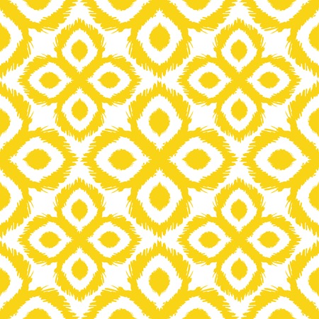 Seamless pattern in yellow and white colors. Vector tribal background. Ethnic print for wallpaper, textile, clothing, web, scrapbooking designのイラスト素材