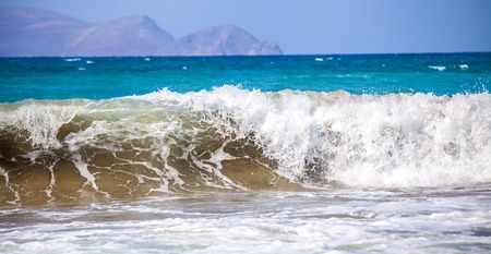 Sea wave. The churning of the ocean. Storm waves on the beachの写真素材