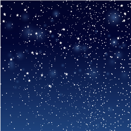 Stars and snowfall in night sky. Vector winter background illustrationのイラスト素材