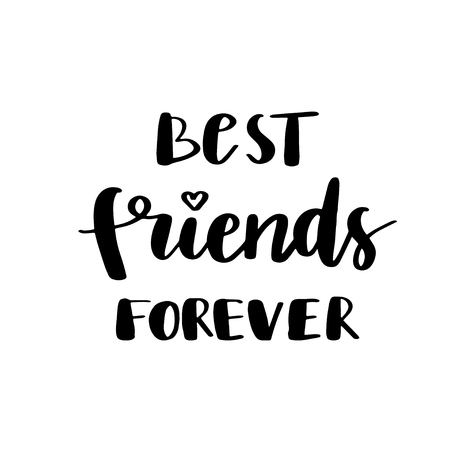 Best friends forever postcard. Ink illustration. Modern brush calligraphy. Isolated on white backgroundのイラスト素材