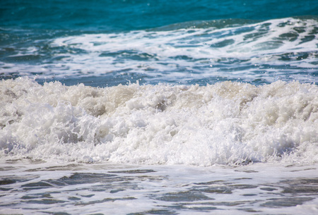 Sea wave. The churning of the ocean. Storm waves on the beach