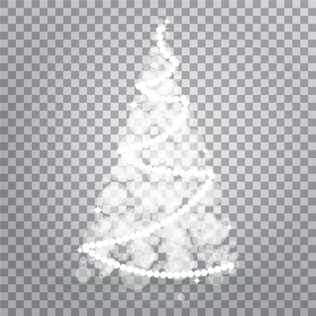 Shiny Christmas tree from Lights Isolated on Transparent Background. Symbol of Happy New Year holiday celebration. Bright light decoration design. Vectorのイラスト素材