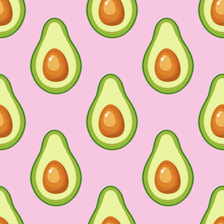 Avocado seamless pattern for textiles, prints, clothing, scrapbooking, banner and more. Ripe vegetables on pink background. Healthy food print. Can be used for textile, kitchen, scrapbooking.のイラスト素材