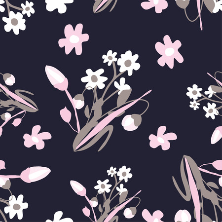Seamless pattern with small flowers on a background. Modern and Trendy fashionable floral texture for fabric, wallpaper, interior, tiles, print, textiles, packaging and various types of design.のイラスト素材
