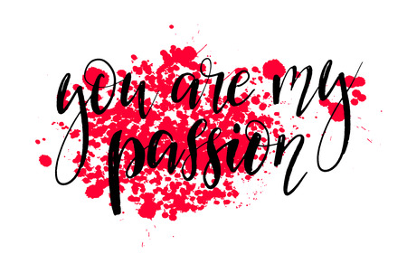 With Love. Hand drawnbadge, poster, banner, icon. Valentines Day card invitation design. Romantic quote vector lettering typography on white background. Calligraphy phraseのイラスト素材