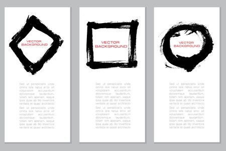 Black ink brush stroke on white background. Japanese style. Vector illustration of grunge wave stains.Vector brushes illustration.のイラスト素材