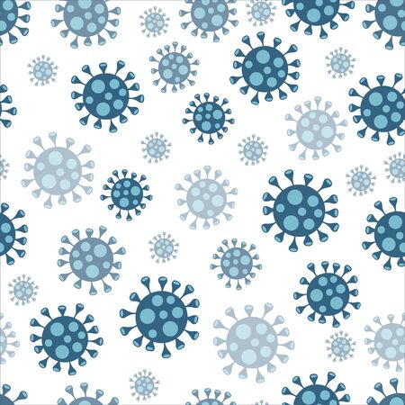 Coronavirus Seamless Pattern. Background With Corona virus Bacterias. 2019-nCoV epidemic of pneumonia symbol. Vector illustration for science and medical use, web, banner, posterのイラスト素材