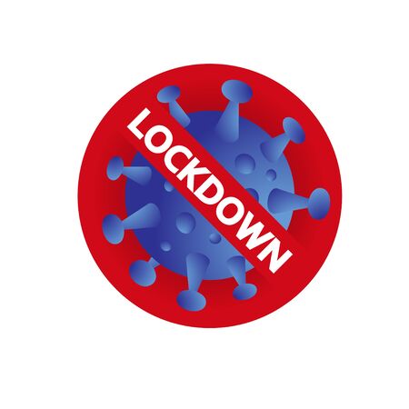 coronavirus lockdown symbol. Coronavirus pandemic puts countries on lockdown. Stop Covid-19. Isolated Vector Icon.のイラスト素材