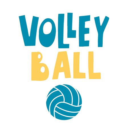 Volleyball Girl lettering text on white background with ball, vector illustration. Sport, fitness, activity symbol. Concept calligraphy print for T-shirt, flag, banner, logo, poster design.のイラスト素材