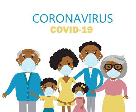 family wearing protective Medical mask for prevent virusのイラスト素材