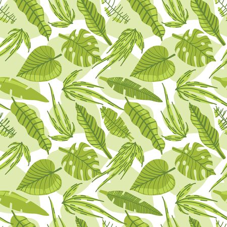 Tropical trendy seamless pattern with exotic palm leaves.のイラスト素材