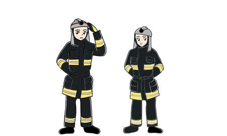Firefighter men and womenのイラスト素材