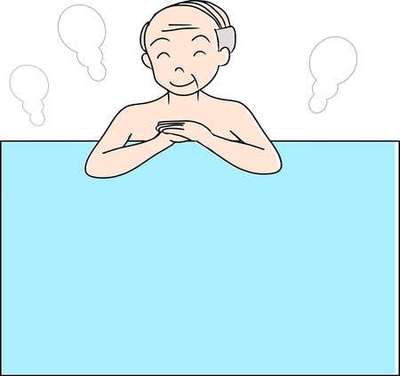 Grandpa relaxing in the bathのイラスト素材