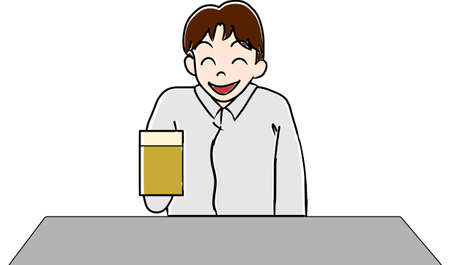 A man drinking beer aloneのイラスト素材