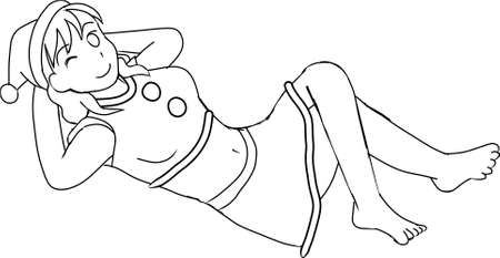 Summer Santa Claus female sketchのイラスト素材