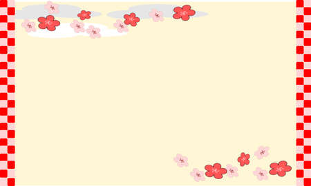 Japanese style frame plum blossomのイラスト素材