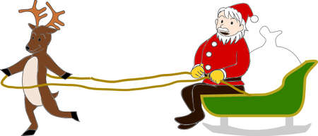 Reindeer and Santa Claus sleighのイラスト素材