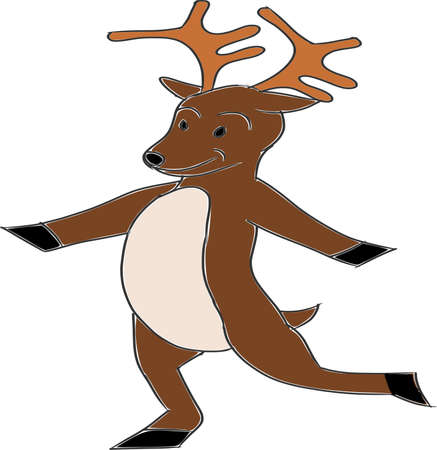 Cute reindeer walking on two legsのイラスト素材