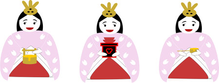 Japanese Culture Hinamatsuri Three Official Womenのイラスト素材