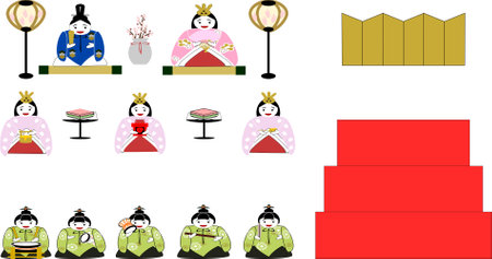 Japanese culture Hinamatsuri two-tiered decorationのイラスト素材