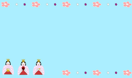Hinamatsuri frame, three official womenのイラスト素材