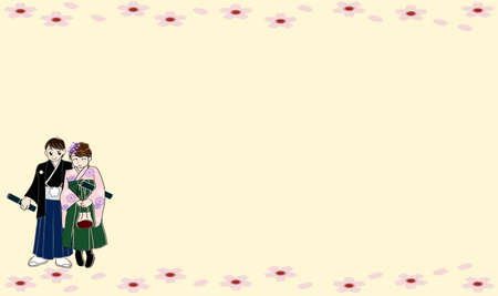 Alumni frame Japanese clothes coupleのイラスト素材