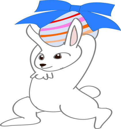 Rabbit carrying an Easter eggのイラスト素材