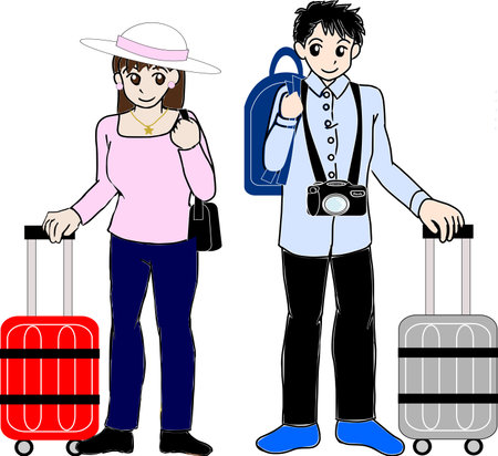 man and woman on a tripのイラスト素材
