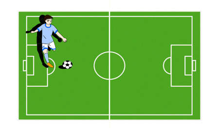 Lawn soccer court and playersのイラスト素材