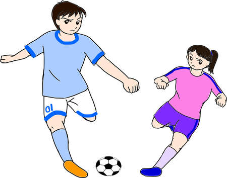 Male and female soccer playersのイラスト素材