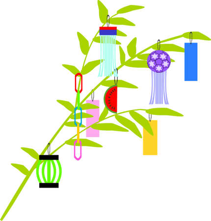 July 7th Tanabata Festival decorationのイラスト素材