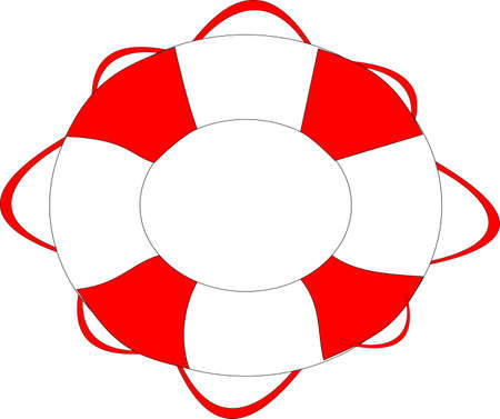 Floating ring with red and white ropeのイラスト素材
