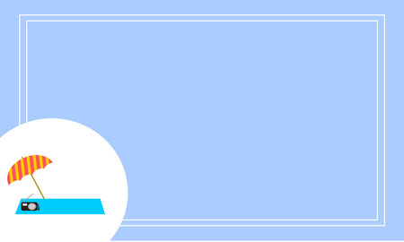 Light blue frame sea bathing setのイラスト素材
