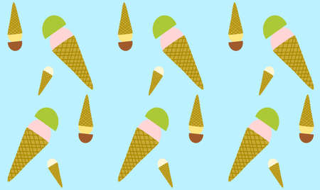 Light blue pattern of ice creamのイラスト素材