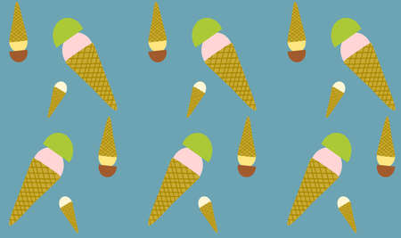 Ice cream pattern blue backgroundのイラスト素材