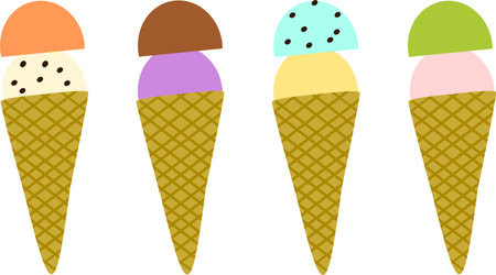 4 types of ice creamのイラスト素材