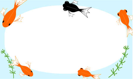 Frame of 5 swimming goldfish ovalのイラスト素材