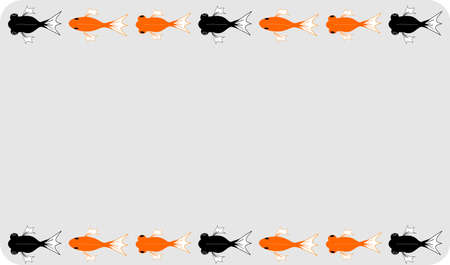 Top and bottom aligned goldfish frameのイラスト素材