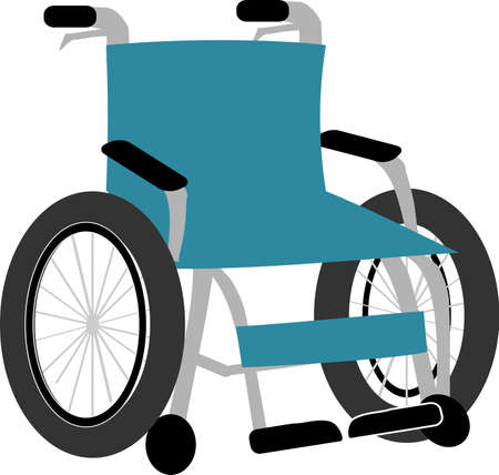 One blue wheelchair without a personのイラスト素材