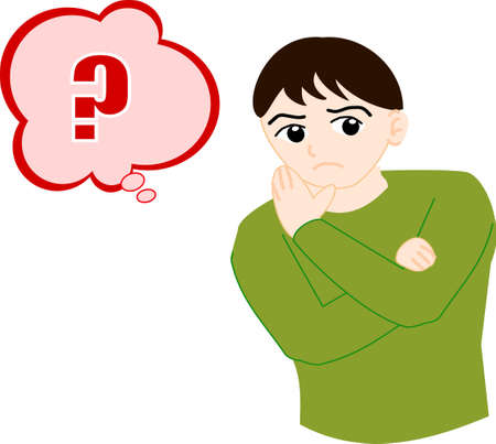 Thinking man and question markのイラスト素材