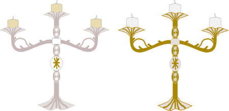 Fashionable candlesticks in gold and silverのイラスト素材