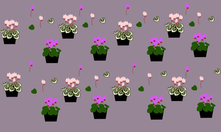 Purple and pink cyclamen pattern