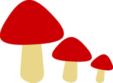 Three cute red mushroom iconsのイラスト素材