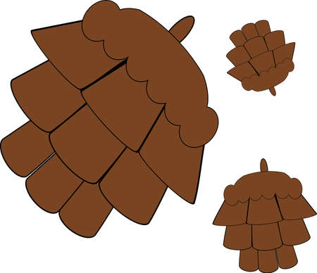 Three brown pine nut iconsのイラスト素材