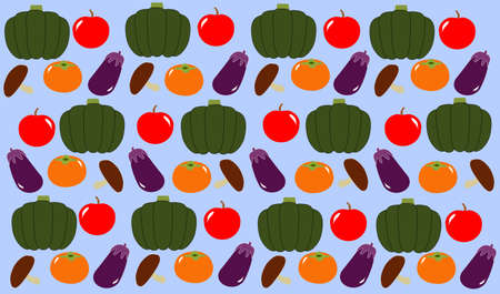 Autumn vegetables and fruits pattern
