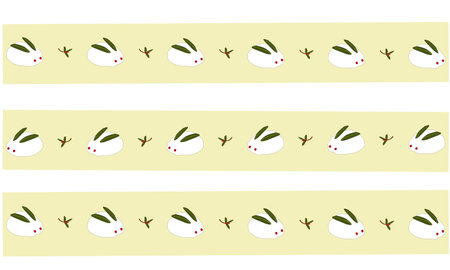 Snow rabbit and horizontal stripesのイラスト素材