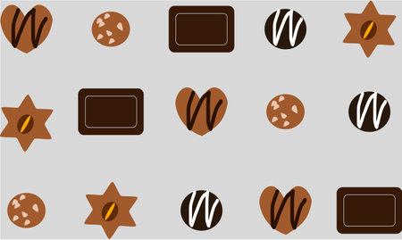 chocolate pattern and gray backgroundのイラスト素材